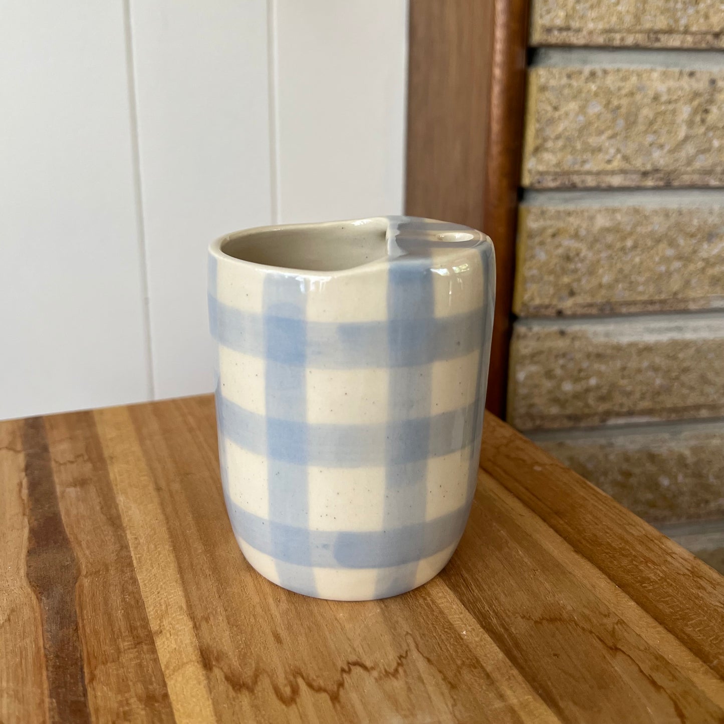Blue Gingham To-Go Cup